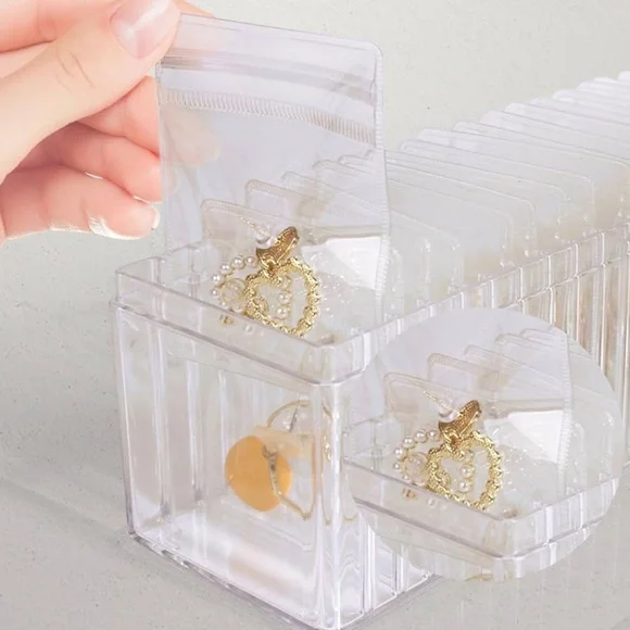 Set of 2 acrylic trinket and jewelry box includes 80 jewelry pouches New - Picture 12 of 15